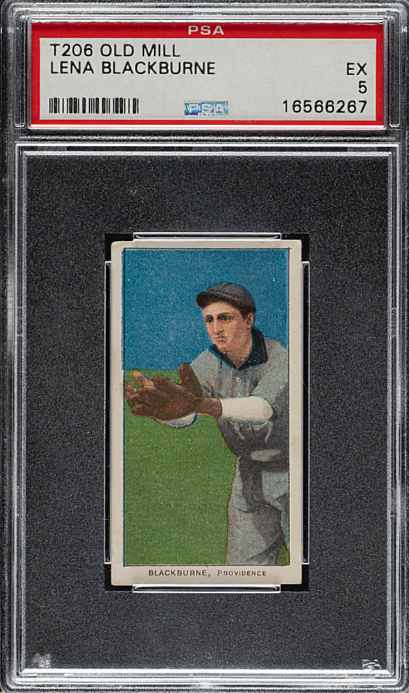 1909-1911 T206 White Border Lena Blackburne PSA EX 5 - Old Mill Back