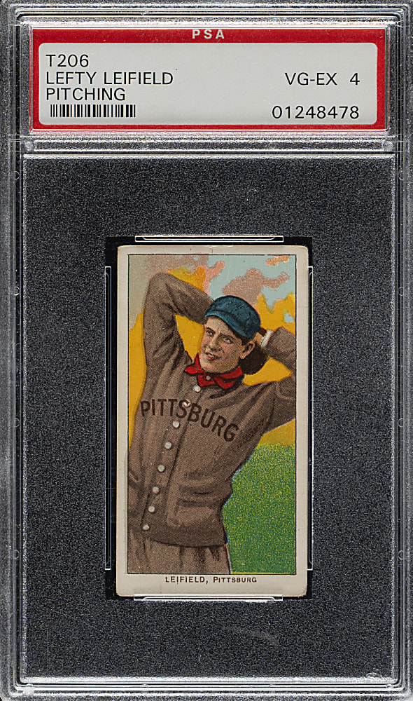 1909-1911 T206 White Border Lefty Leifield Pitching PSA VG-EX 4 - Sovereign 350 Back