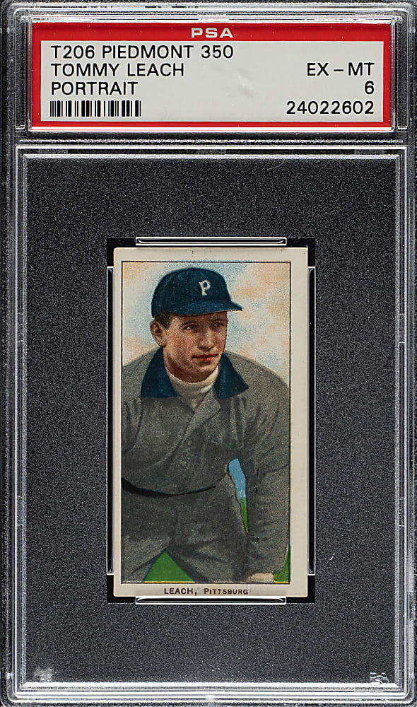 1909-1911 T206 White Border Tommy Leach Bending Over PSA EX-MT 6