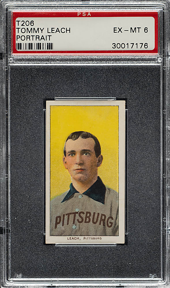 1909-1911 T206 White Border Tommy Leach Portrait PSA EX-MT 6