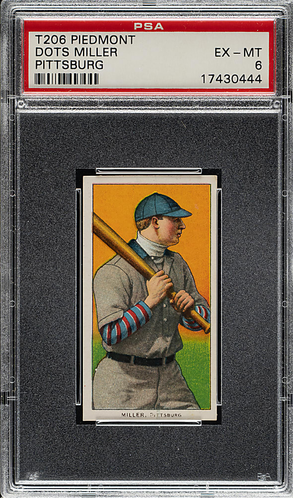 1909-1911 T206 White Border Dots Miller PSA EX-MT 6