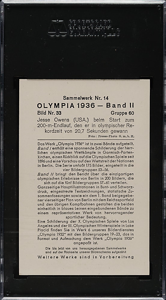 1936 Reemstma Cigarettes Olympia Band II #33 Jesse Owens SGC VG/EX+ 4.5