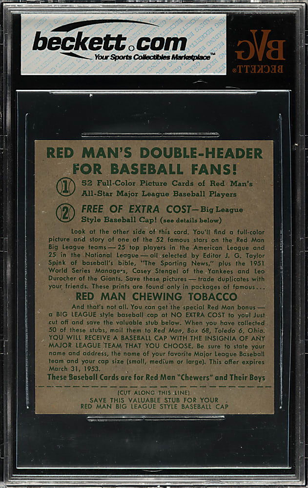 1952 Red Man Tobacco #NL-18 Robin Roberts BVG EX-MT+ 6.5