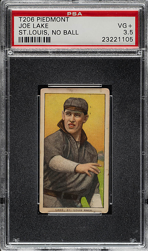 1909-1911 T206 White Border Joe Lake St. Louis, No Ball in Hand PSA VG+ 3.5