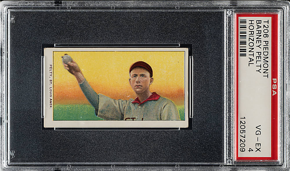 1909-1911 T206 White Border Barney Pelty Horizontal PSA VG-EX 4