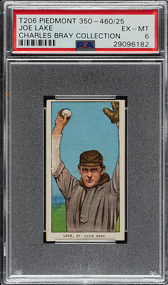 1909-1911 T206 White Border Joe Lake St. Louis Ball in Hand PSA EX-MT 6