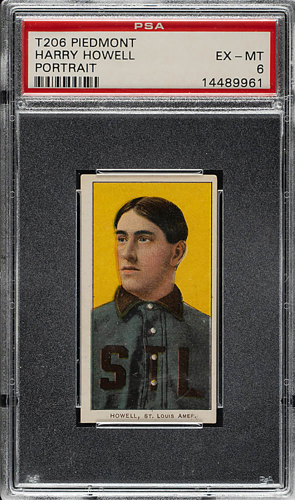 1909-1911 T206 White Border Harry Howell Portrait PSA EX-MT 6