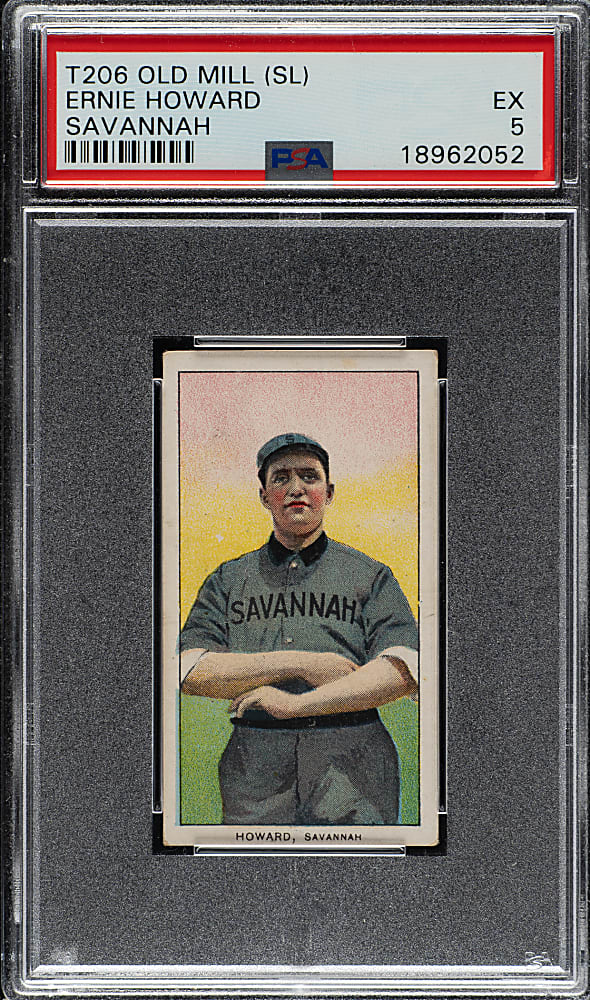 1909-1911 T206 White Border Ernie Howard Southern Leaguer PSA EX 5 - Old Mill Back