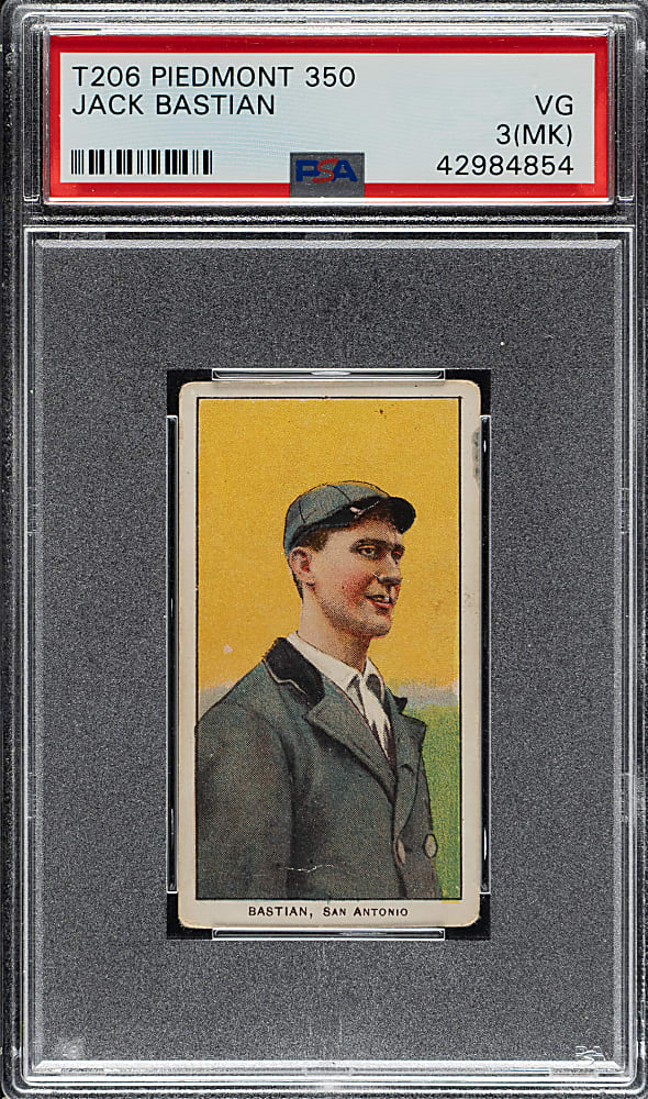 1909-1911 T206 White Border Jack Bastian Southern Leaguer PSA VG 3 (MK)