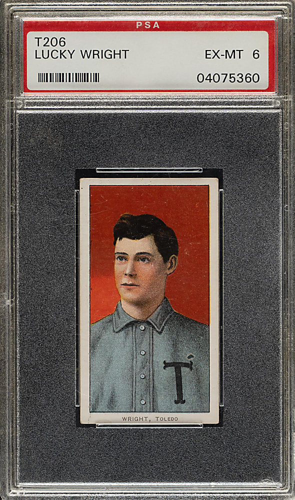 1909-1911 T206 White Border Lucky Wright PSA EX-MT 6