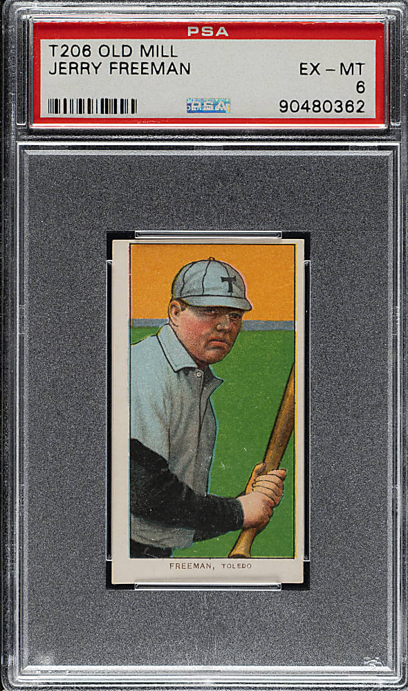 1909-1911 T206 White Border Jerry Freeman PSA EX-MT 6 - Old Mill Back