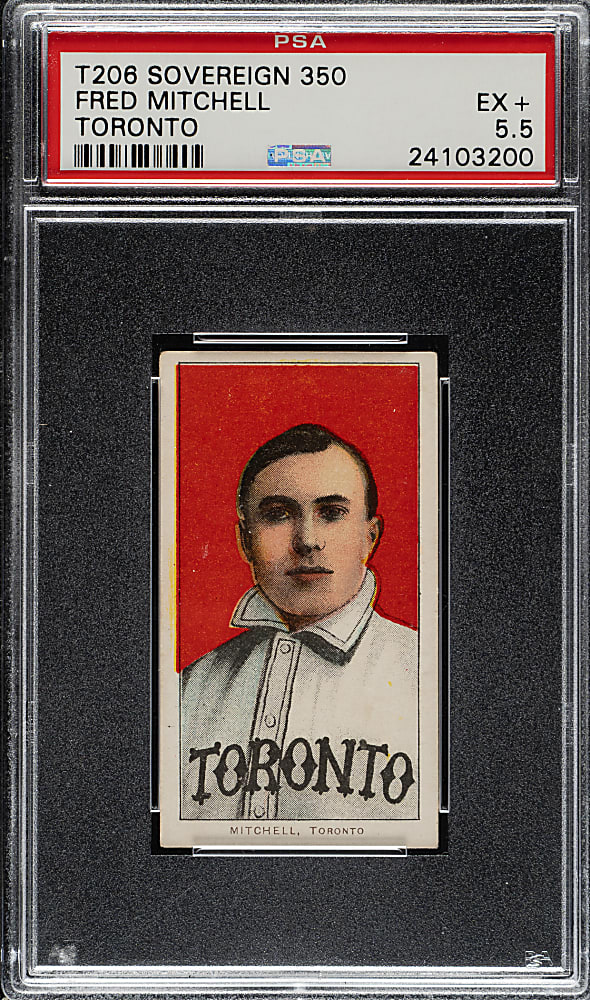 1909-1911 T206 White Border Fred Mitchell PSA EX+ 5.5 - Sovereign 350 Back