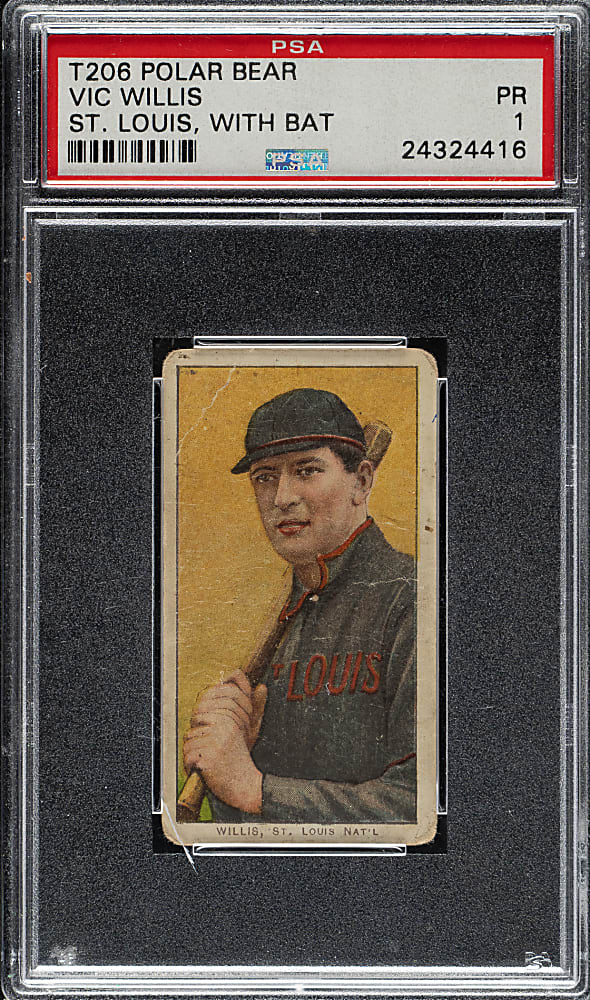 1909-1911 T206 White Border Vic Willis with Bat PSA POOR 1 - Polar Bear Back
