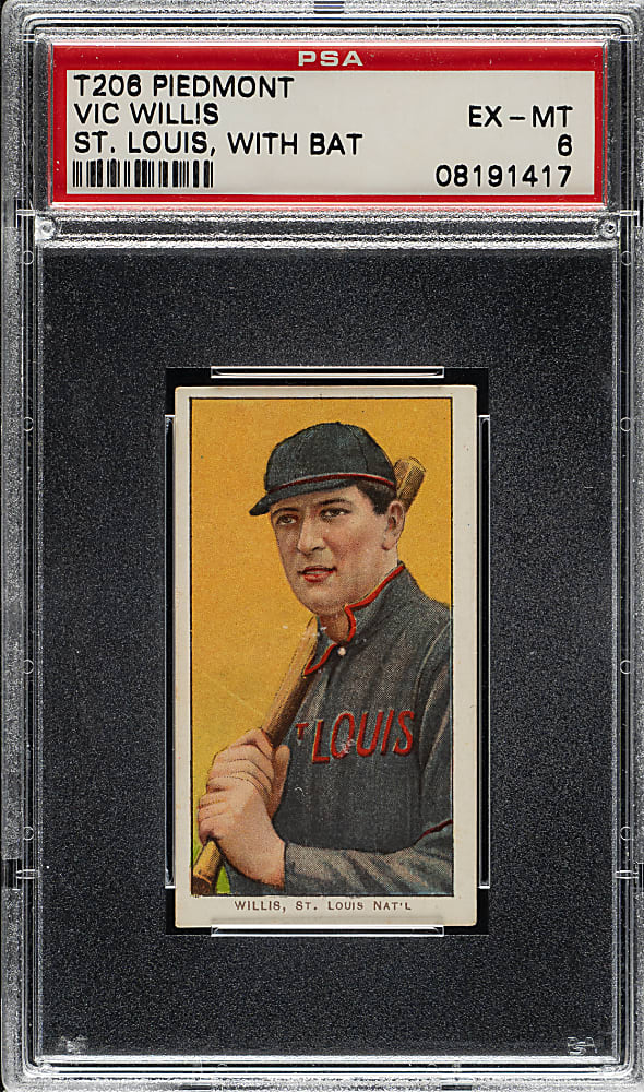 1909-1911 T206 White Border Vic Willis with Bat PSA EX-MT 6