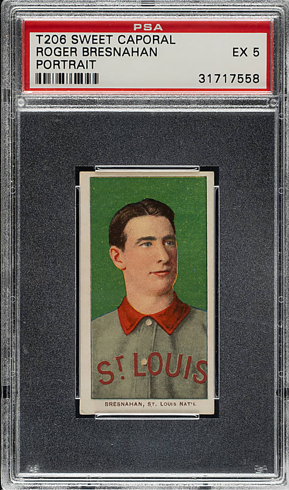 1909-1911 T206 White Border Roger Bresnahan Portrait PSA EX 5