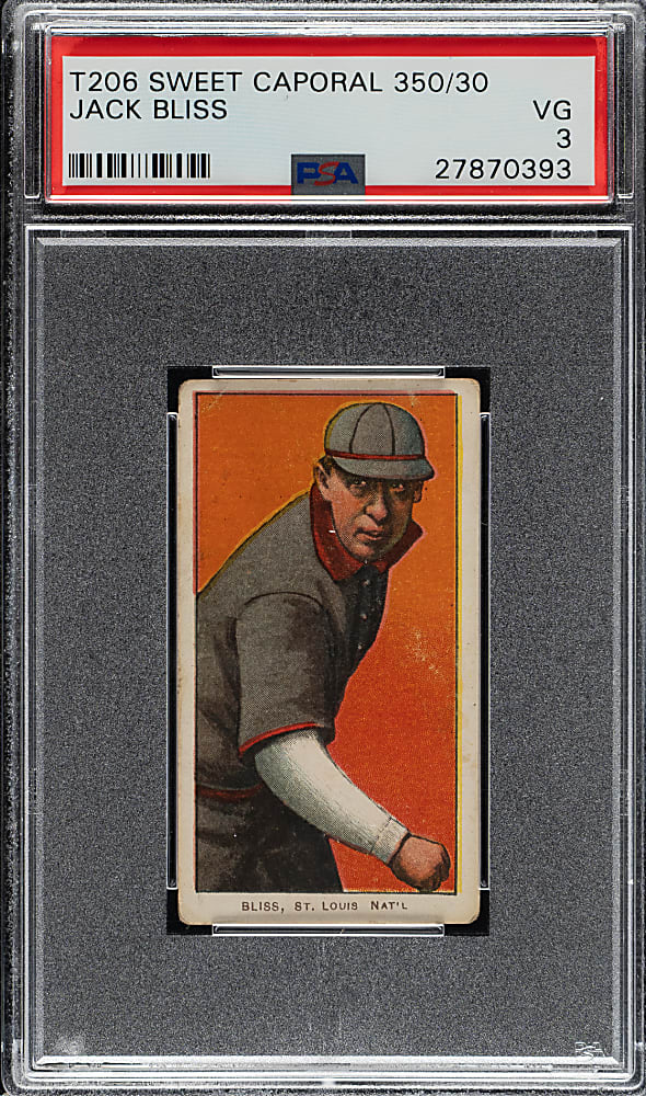1909-1911 T206 White Border Jack Bliss PSA VG 3