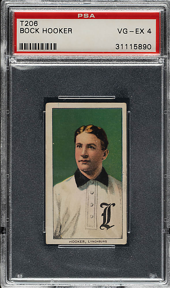 1909-1911 T206 White Border Bock Hooker Southern Leaguer PSA VG-EX 4