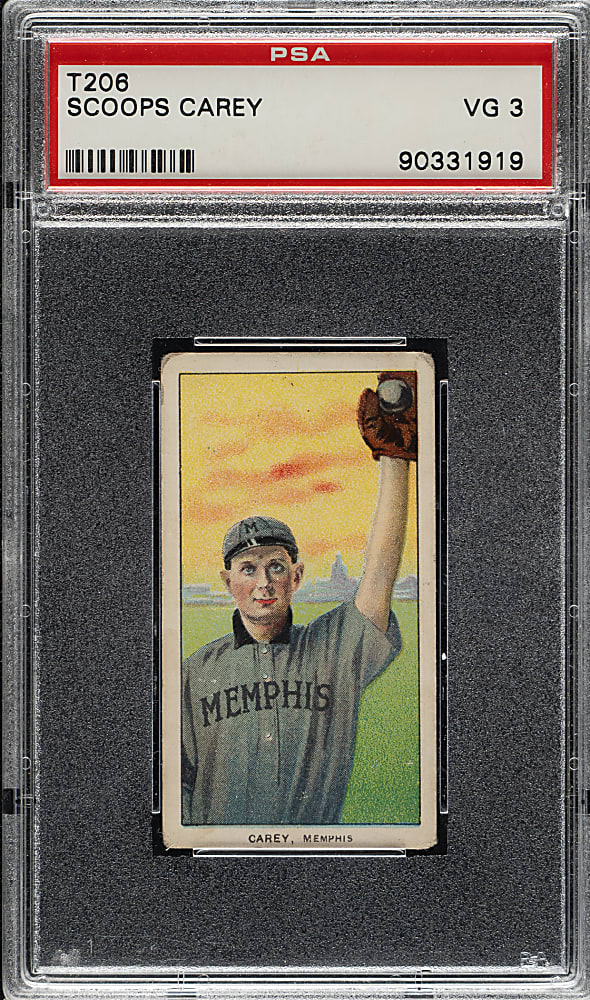 1909-1911 T206 White Border Scoops Carey Southern Leaguer PSA VG 3 - Old Mill Back