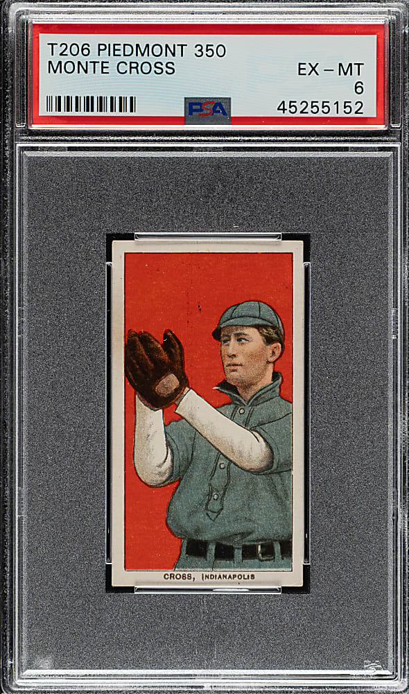 1909-1911 T206 White Border Monte Cross PSA EX-MT 6