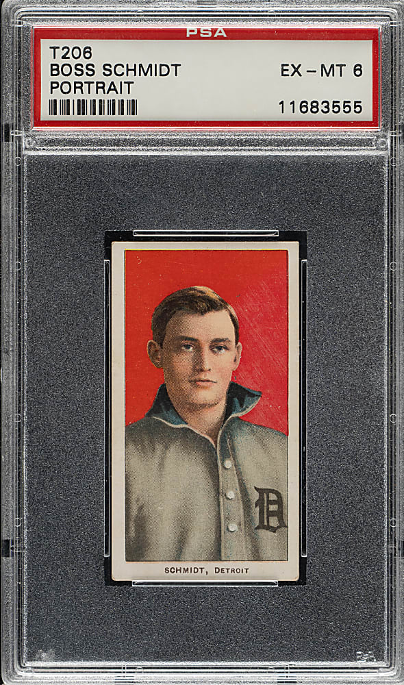 1909-1911 T206 White Border Boss Schmidt Portrait PSA EX-MT 6