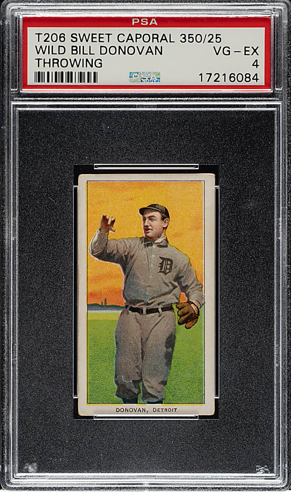 1909-1911 T206 White Border Wild Bill Donovan Throwing PSA VG-EX 4