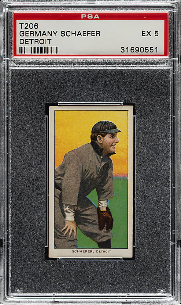 1909-1911 T206 White Border Germany Schaefer Detroit PSA EX 5 - Sovereign 150 Back