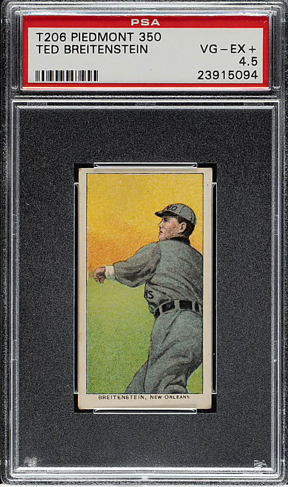1909-1911 T206 White Border Ted Breitenstein Southern Leaguer PSA VG-EX+ 4.5