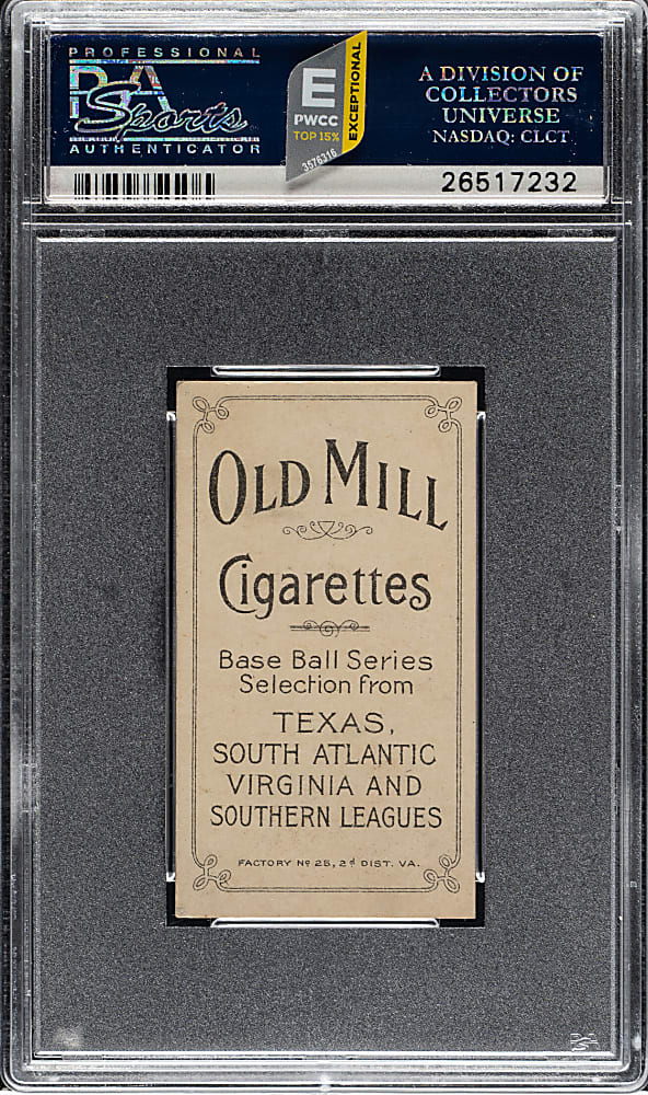 1909-1911 T206 White Border Woodie Thornton Southern Leaguer PSA VG-EX 4 - Old Mill Back