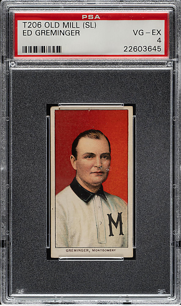 1909-1911 T206 White Border Ed Greminger Southern Leaguer PSA VG-EX 4 - Old Mill Back