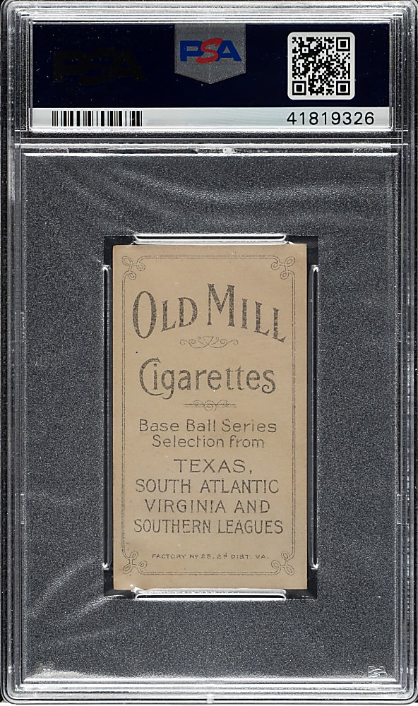 1909-1911 T206 White Border Harry Bay Southern Leaguer PSA EX-MT 6 - Old Mill Back