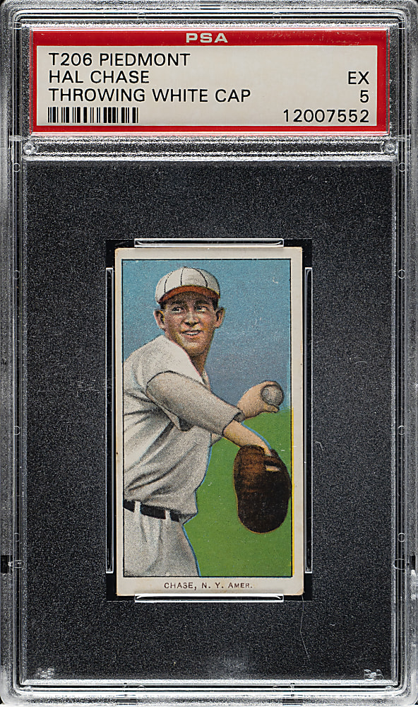 1909-1911 T206 White Border Hal Chase Throwing White Cap PSA EX 5