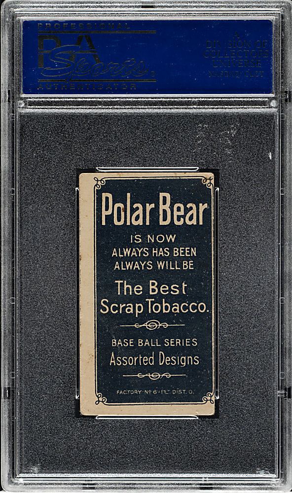 1909-1911 T206 White Border Hal Chase Throwing Dark Cap PSA VG-EX 4 - Polar Bear Back