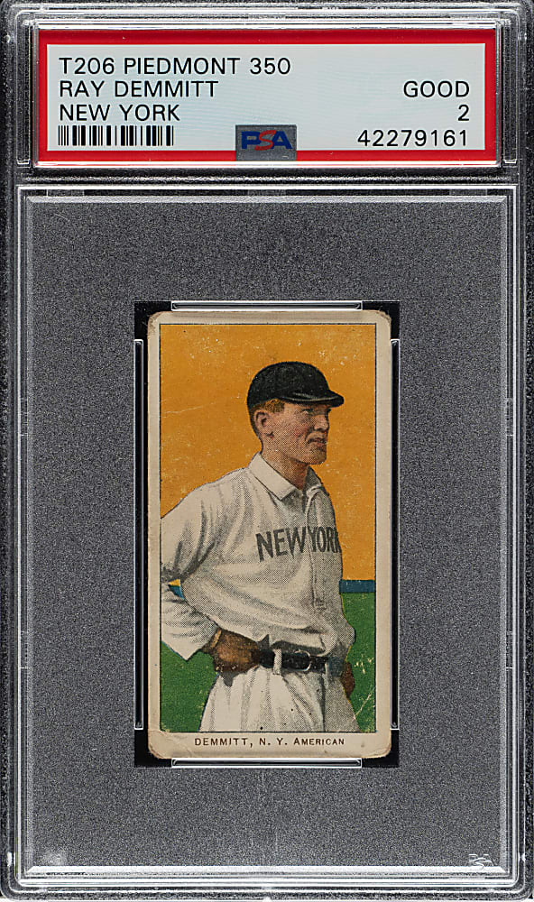 1909-1911 T206 White Border Ray Demmitt New York PSA GOOD 2
