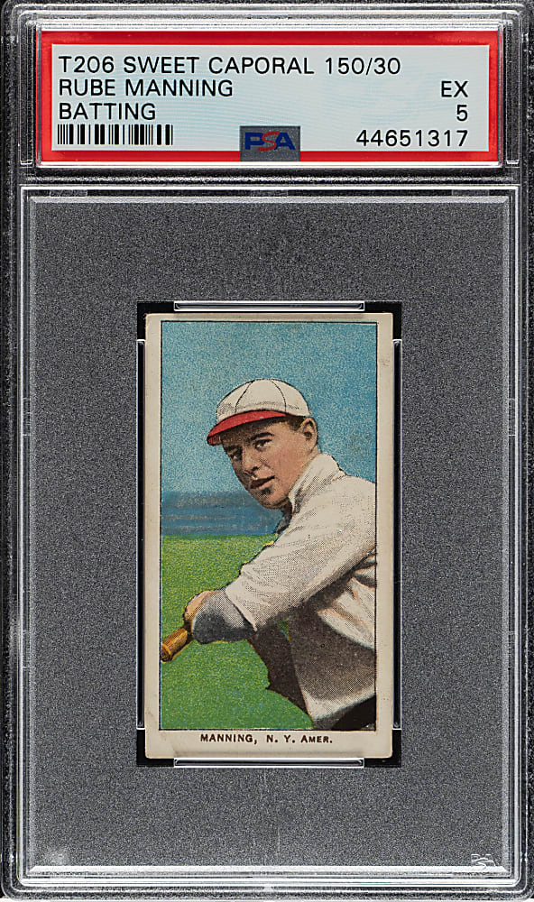 1909-1911 T206 White Border Rube Manning Batting PSA EX 5