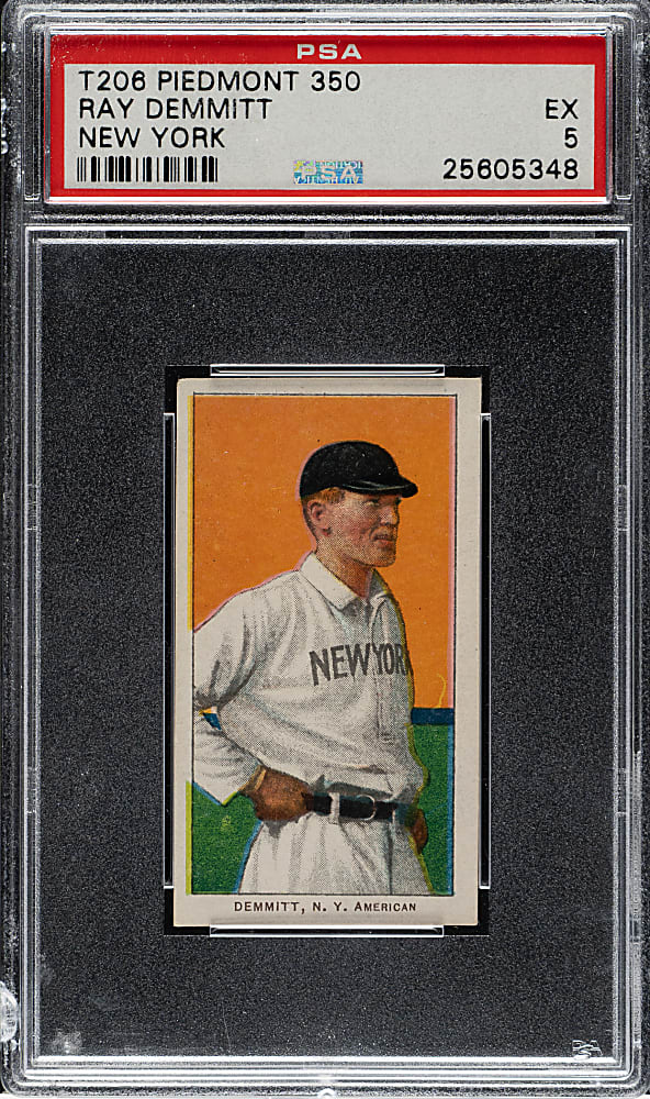 1909-1911 T206 White Border Ray Demmitt New York PSA EX 5