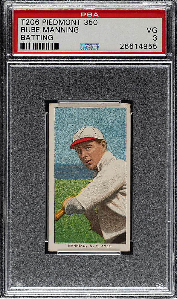 1909-1911 T206 White Border Rube Manning Batting PSA VG 3
