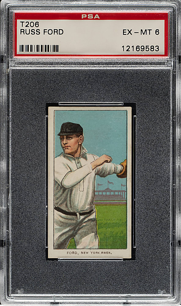 1909-1911 T206 White Border Russ Ford PSA EX-MT 6