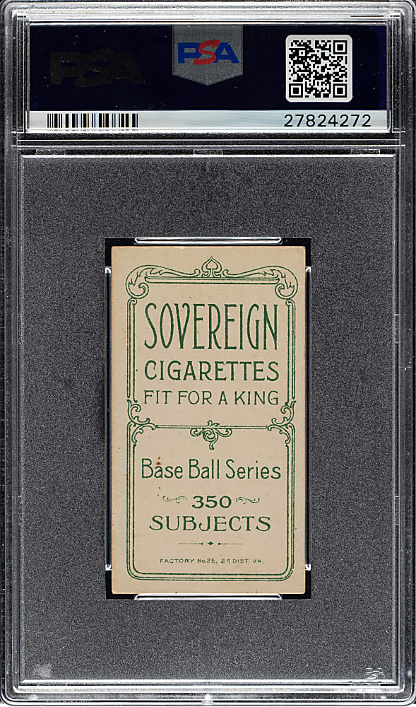 1909-1911 T206 White Border Rube Oldring Fielding PSA EX 5 - Sovereign 350 Back