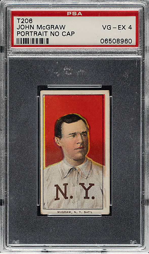 1909-1911 T206 White Border John McGraw Portrait No Cap PSA VG-EX 4