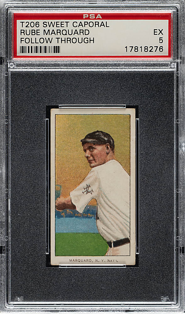 1909-1911 T206 White Border Rube Marquard Follow-Through PSA EX 5