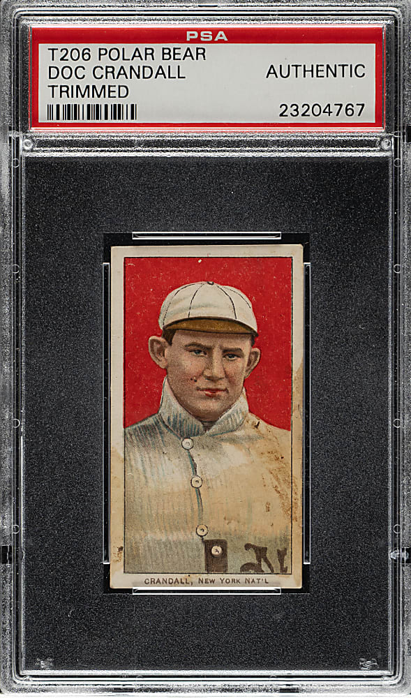 1909-1911 T206 White Border Doc Crandall Portrait with Cap PSA Authentic - Polar Bear Back