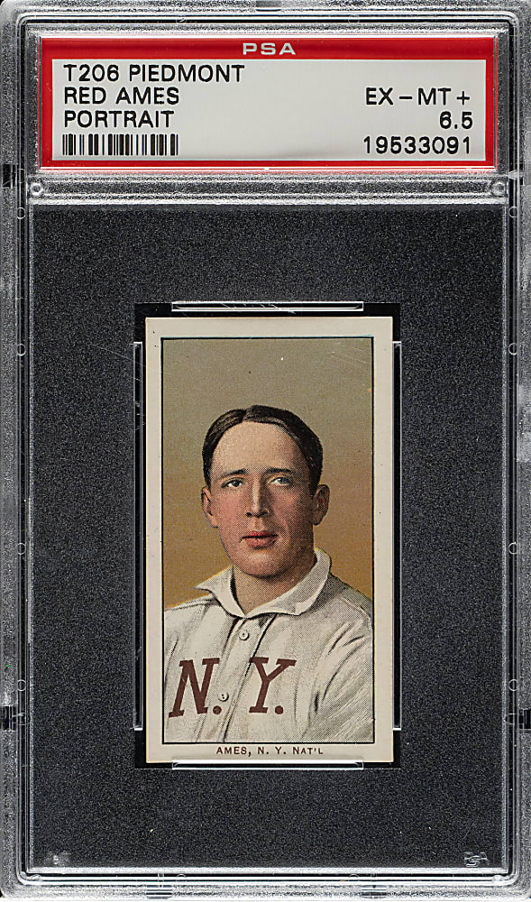 1909-1911 T206 White Border Red Ames Portrait PSA EX-MT+ 6.5