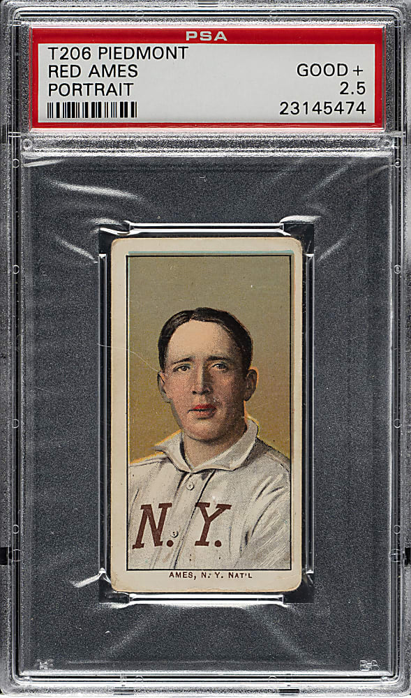 1909-1911 T206 White Border Red Ames Portrait PSA GOOD+ 2.5