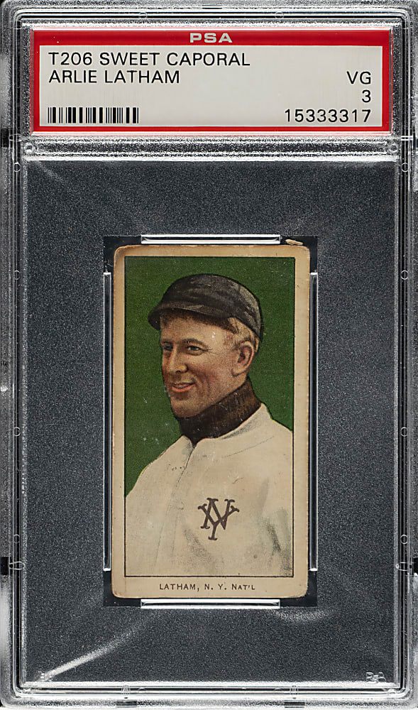 1909-1911 T206 White Border Arlie Latham PSA VG 3