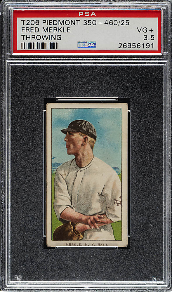 1909-1911 T206 White Border Fred Merkle Throwing PSA VG+ 3.5