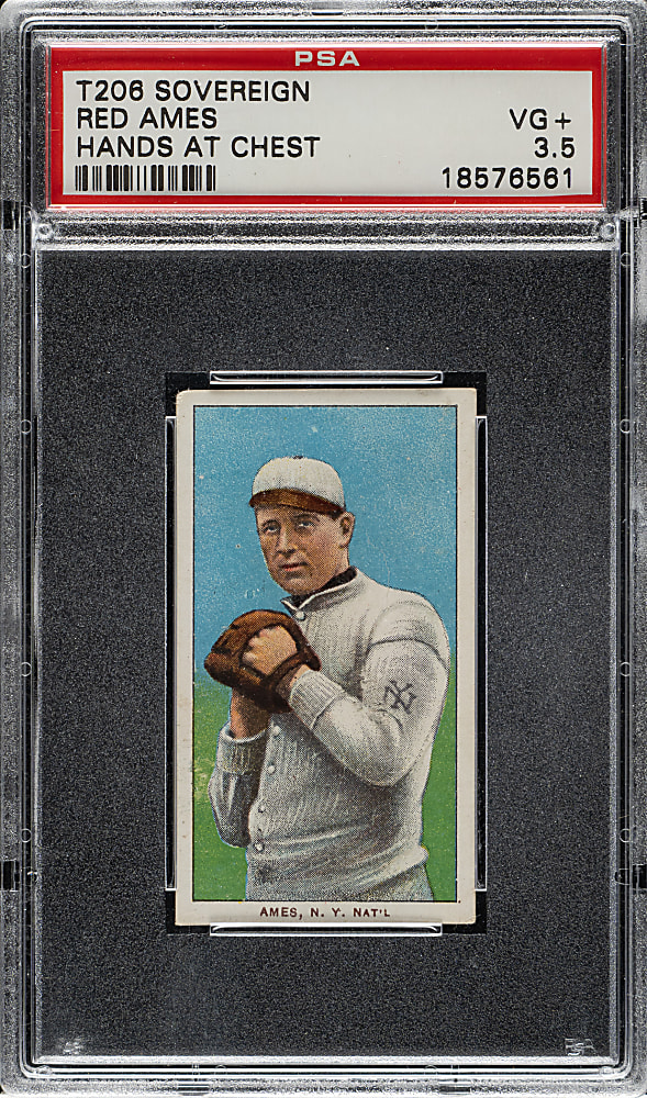 1909-1911 T206 White Border Red Ames Hands at Chest PSA VG+ 3.5 - Sovereign 150 Back