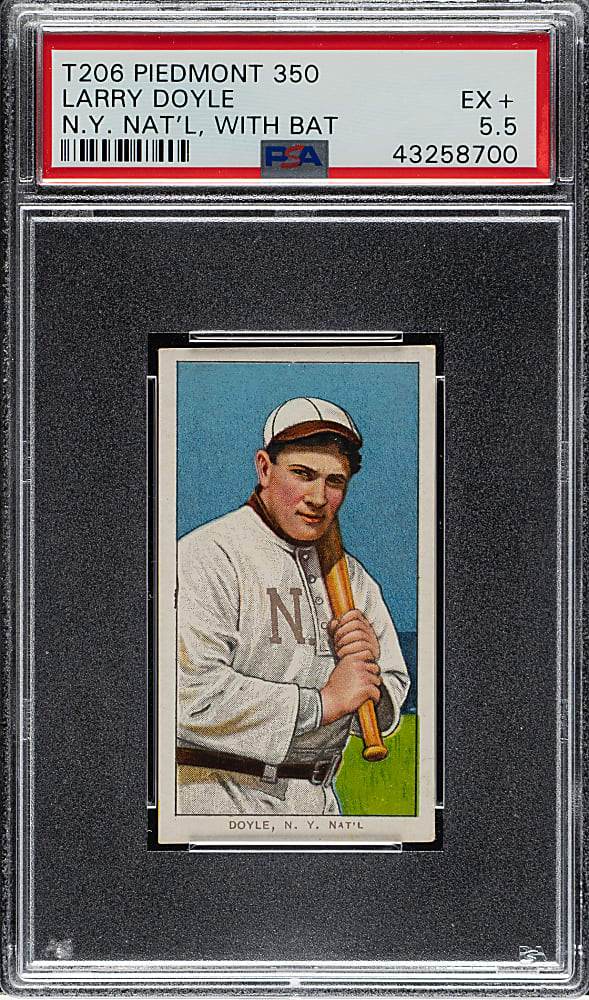 1909-1911 T206 White Border Larry Doyle with Bat PSA EX+ 5.5