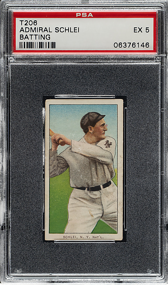1909-1911 T206 White Border Admiral Schlei Batting PSA EX 5
