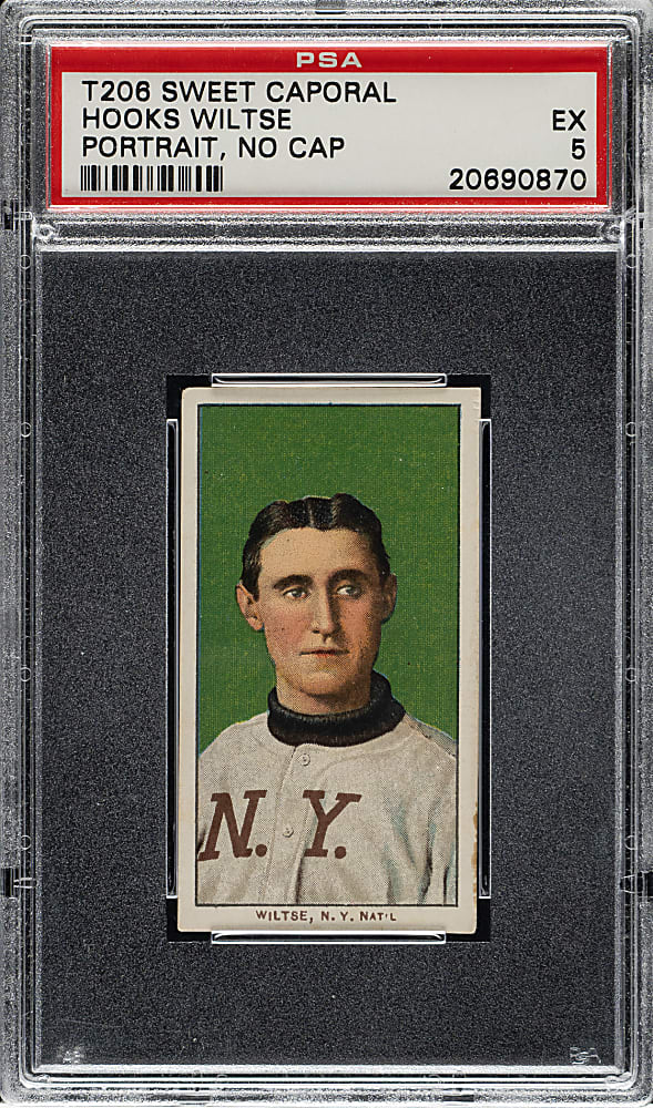 1909-1911 T206 White Border Hooks Wiltse Portrait No Cap PSA EX 5