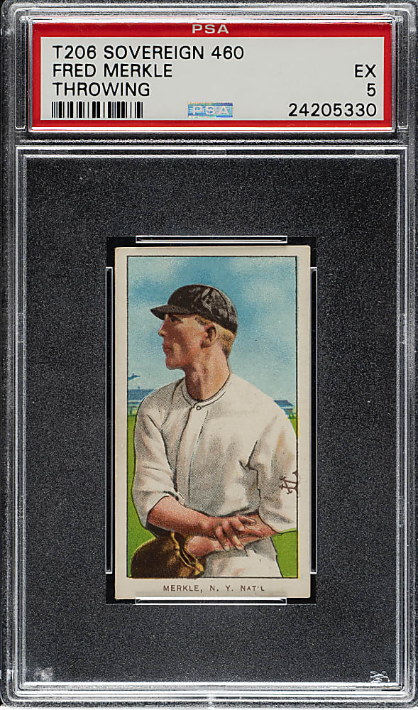 1909-1911 T206 White Border Fred Merkle Throwing PSA EX 5 - Sovereign 460 Back